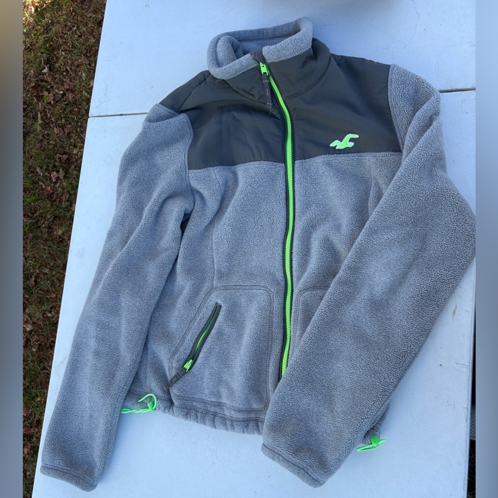 Hollister Gray Jacket with Bright Green Highlights